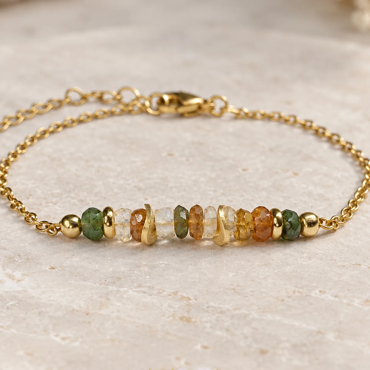 Bracelet Florence en tourmaline et citrine, collection Les Escales de l’Hirondelle